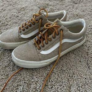 Vans Tan and White Canvas Sneakers